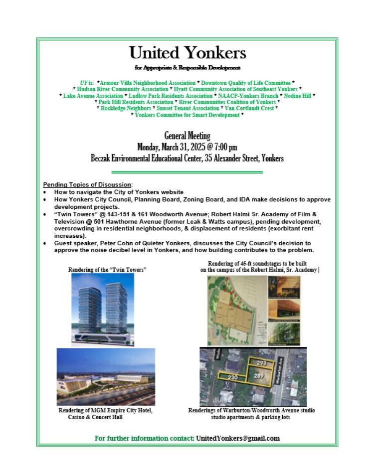 United Yonkers to Hold General Meeting 3/31/25